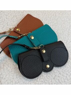 (Set of 3) Faux Pebble Leather Eyewear Cases